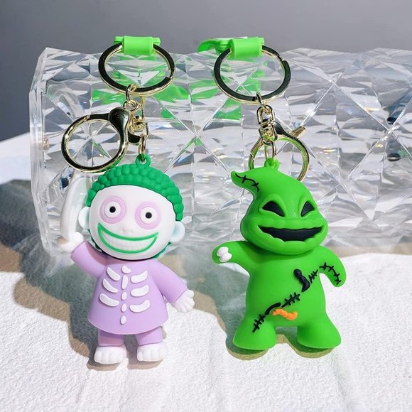Jack and Sally Cartoon Character Wristlet Key Chain Ring Scary Christmas Gift - Picture 5 of 6